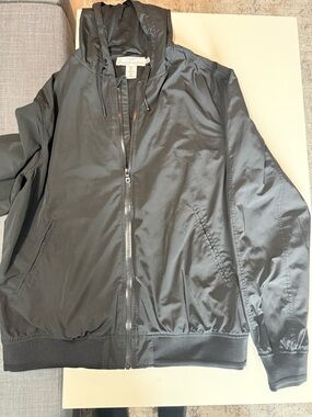 Men's Black Hooded Windbreaker Jacket by H&M